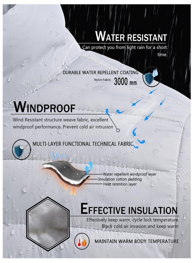 SPOSULEI Puffer Jacket for Men Packable Lightweight Winter Warm Down Jackets Coats Outdoor Insulated Water Resistant Travel Hiking Camping Jacket with Pockets White M - Image 3